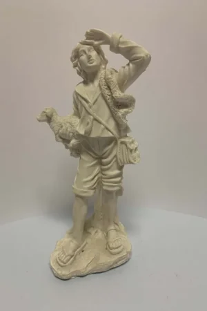 Auténtico POLIRESINA, PASTOR OTEANDO CON OVEJA EN BRAZOS 17 CM