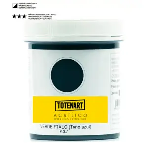 Pintura acrílica Verde Ftalo Tono Azul 250 ml. totenart Precio Económico