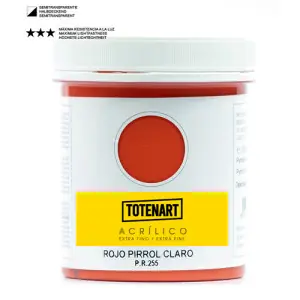 Promoción Exclusiva Pintura acrílica Rojo Pirrol Claro 250 ml. totenart