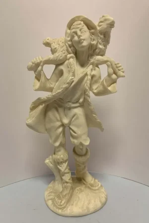 Hecho A Mano MARMOLINA, PASTOR CON OVEJA A HOMBROS 20 CM