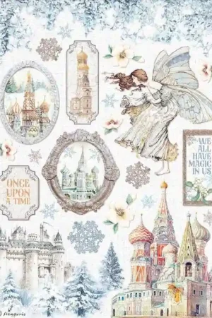 PAPEL ARROZ STAMPERIA A4 WINTER TALES CASTLE Económico