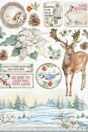 Mayoreo PAPEL ARROZ STAMPERIA A4 WINTER TALES POINSETTIA