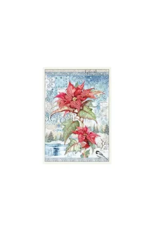No Te Lo Pierdas PAPEL ARROZ STAMPERIA A3 POINSETTIA RED
