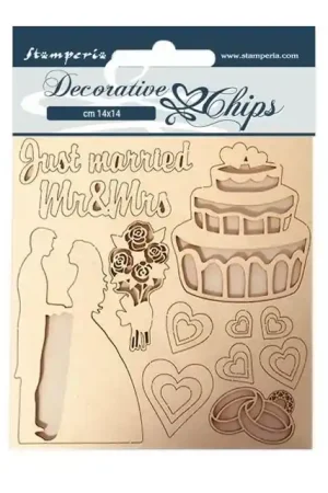 Entrega Rápida DECORATIVE CHIPS STAMPERIA 14x14 SLEEP. BEAUTY J.MARRIED