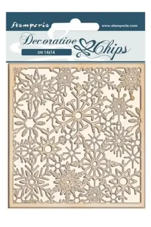 Exclusivo DECORATIVE CHIPS STAMPERIA 14x14 WINTER TALES SNOWFLAKES