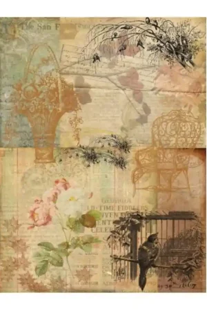 PAPEL ARROZ CADENCE Nº073 CESTA Y SILLA 30x41 Novedad