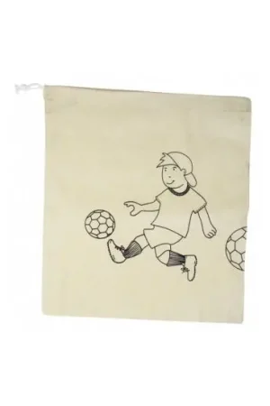 Promoción BOLSA DE TELA ALGODÓN PREDISEÑO FUTBOLISTA 32x35 CM
