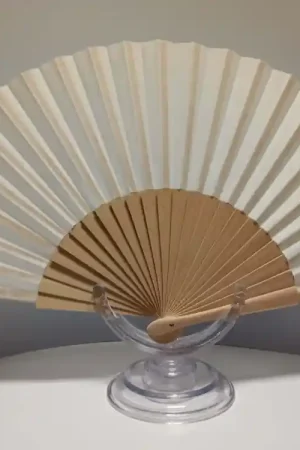 Gran Oferta ABANICO MADERA 23 CM TELA BLANCA