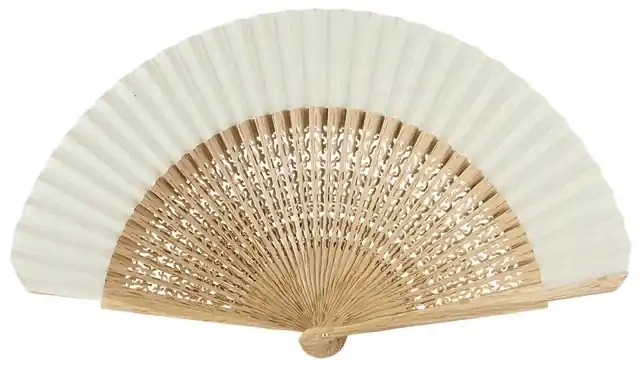 Exclusivo ABANICO MADERA ROBLE CALADO 23 CM NATURAL