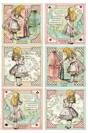 PAPEL ARROZ STAMPERIA A4 ALICE IN WONDERLAND CARDS Bestseller