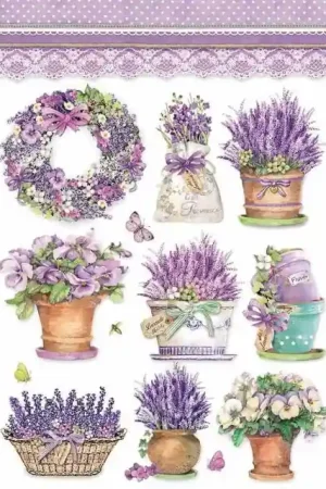 Solo Hoy PAPEL ARROZ STAMPERIA A4 LAVENDER VASE