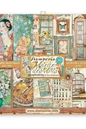 Stock Limitado PAPEL SCRAP STAMPERIA KIT 30x30 ATELIER DES ARTS 10 H