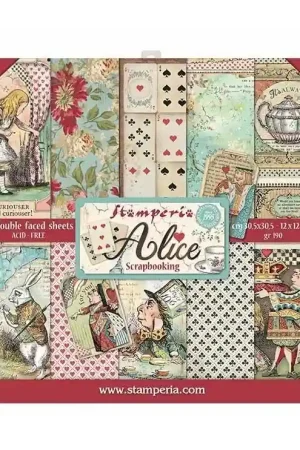 PAPEL SCRAP STAMPERIA KIT 30x30 ALICE IN WONDERLAND 10 H Última Oportunidad