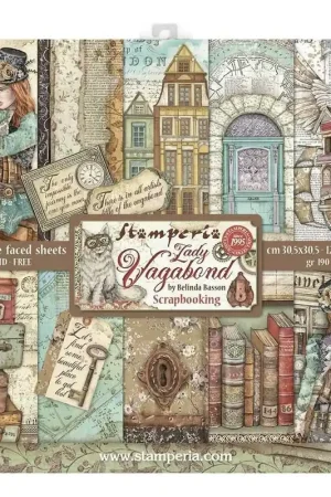 PAPEL SCRAP STAMPERIA KIT 30x30 LADY VAGABOND 10 H Directo De Fábrica