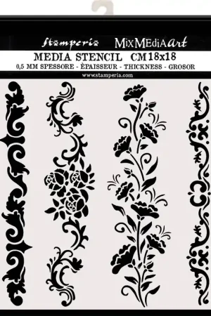 Lujoso STENCIL STAMPERIA 18x18 BORDERS