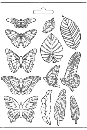 MOLDE FLEXIBLE STAMPERIA A4 LEAVES & BUTTERFLIES Gran Oferta
