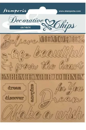 DECORATIVE CHIPS STAMPERIA 14x14 ATELIER DES ARTS QUOTES Liquidación