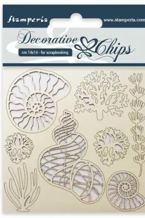 Envío Inmediato DECORATIVE CHIPS STAMPERIA 14x14 SHELLS