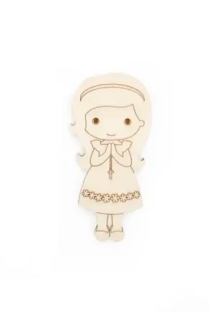 SILUETA MADERA NIÑA REZANDO 2.4x5x0.3 CM Última Oportunidad