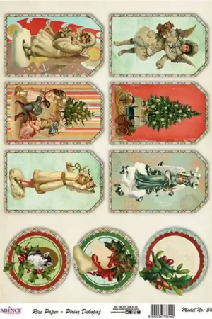 PAPEL ARROZ CADENCE Nº510 ETIQUETAS NAVIDAD 30x41 Súper Precio