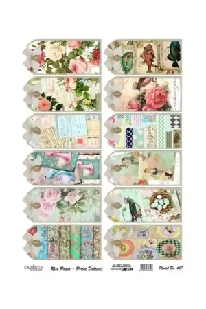 PAPEL ARROZ CADENCE Nº457 ETIQUETAS SHABBY 30x41 Última Versión