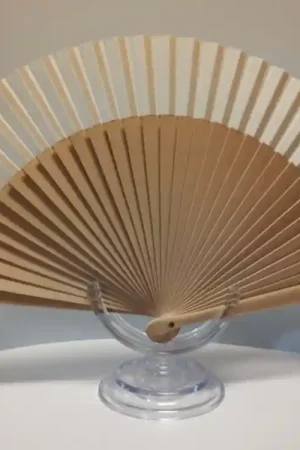 ABANICO MADERA 23 CM 1/4 TELA BLANCA Precio Bajo