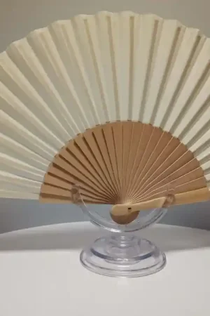 ABANICO MADERA 23 CM TELA CRUDO Económico