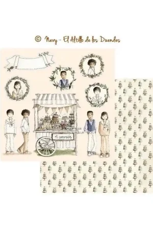 PAPEL SCRAP EL ALTILLO DE LOS DUENDES, ELLOS CELEBRAN SU COMUNIÓN 005 Últimas Unidades