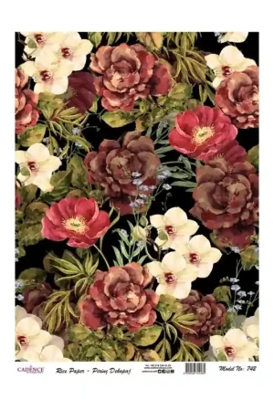 Auténtico PAPEL ARROZ CADENCE Nº742 COLLAGE FLORES 30x41