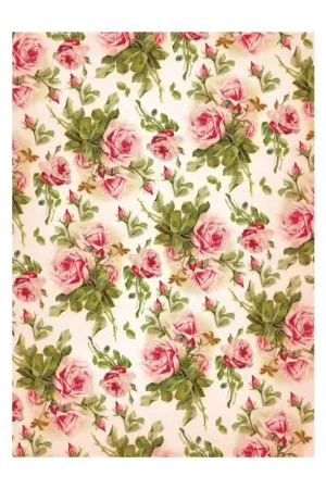 Última Versión PAPEL ARROZ CADENCE Nº204 FONDO ROSAS 30x41