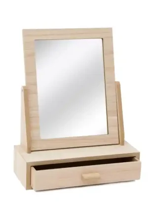 Pedido Al Por Mayor ESPEJO RECTANGULAR CON CAJÓN MADERA 27.5x11.5x34 CM