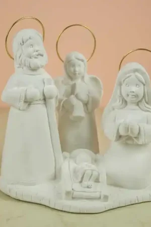 Artesanal ESCAYOLA, NACIMIENTO INFANTIL CON ÁNGEL 16 CM