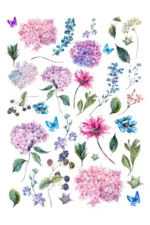 Moderno PAPEL ARROZ CADENCE Nº631 HORTENSIAS ROSAS 30x41