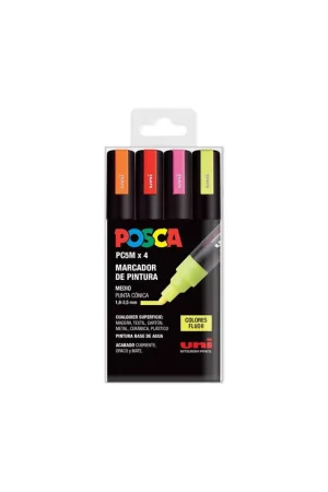 ROTULADOR POSCA PC-5M PACK 4 COLORES FLUOR& Ocasión Especial