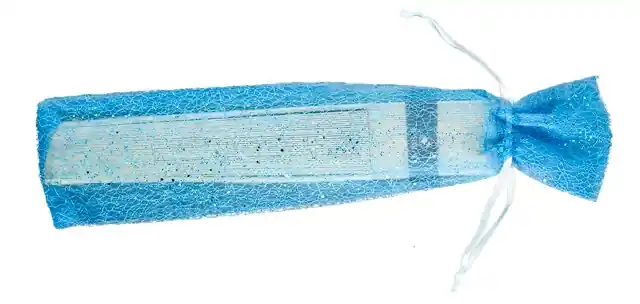 FUNDA ABANICO ORGANZA AZUL PURPURINA Liquidación