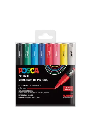 Artesanal ROTULADOR POSCA PC1-M PACK 8 COLORES BASIC&
