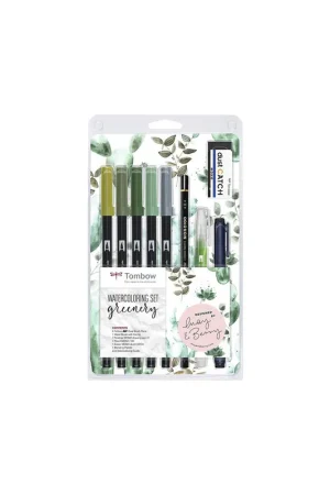 Última Oportunidad SET WATERCOLORING TOMBOW 11 PIEZAS GREENERY WCS-GR
