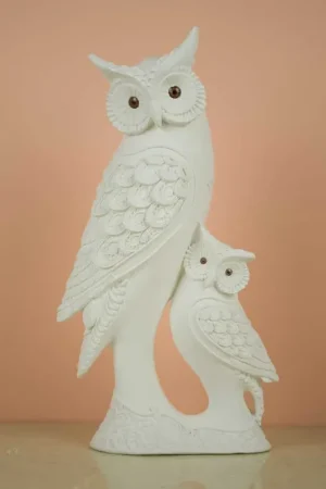 ESCAYOLA, BÚHO MODERNO CON HIJO 31 CM Premium