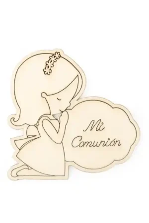 SILUETA MADERA NIÑA REZANDO 9.5x9.4x0.3 Lujoso