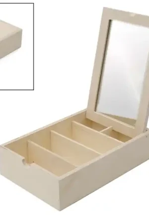 CAJA MADERA JOYERO CON ESPEJO 17x25x6 CM Devolución Gratuita