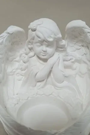 Original REGALO PARA COMUNION ANGELITO PORTA VELA NIÑA EN ESCAYOLA 12 CM