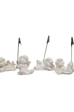 Artesanal ANGELITOS DE RESINA BLANCA CON PINZA (4 UNIDADES)