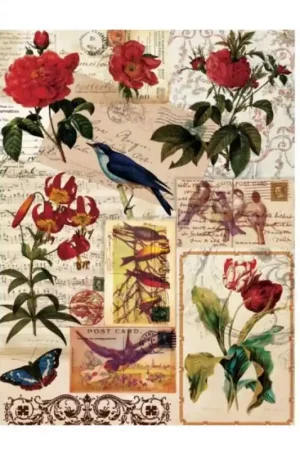 Compra Ahora PAPEL DE ARROZ CADENCE PÁJAROS Y FLORES 30x41 CM