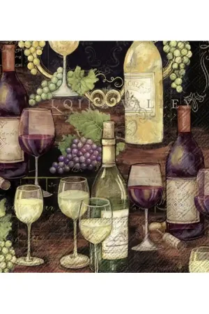 5 SERVILLETAS ELEGANTES UVAS Y VINO Moderno