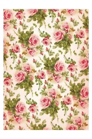 Solo Hoy PAPEL DE ARROZ CADENCE FONDO ROSAS 30x41 CM