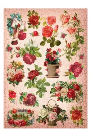 Precio Reducido PAPEL DE ARROZ CADENCE ROSAS Y TIESTO 30x41 CM