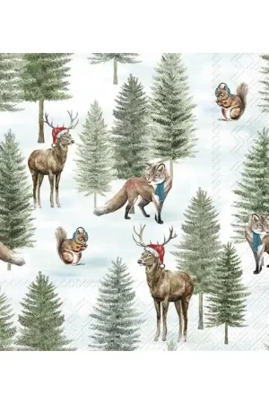 Liquidación 5 SERVILLETAS CON MOTIVOS DE ANIMALES NORDICOS