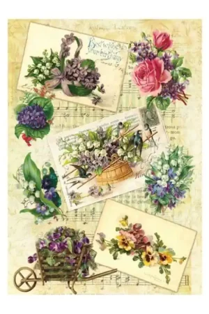 PAPEL DE ARROZ CADENCE LILAS Y PENSAMIENTOS 30x41 CM Certificado