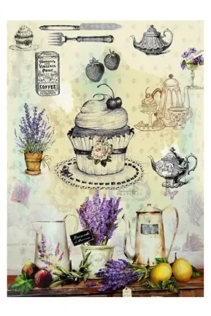 Mejor Calidad PAPEL DE ARROZ CADENCE LAVANDA CON TETERAS Y TIESTOS 30x41 CM