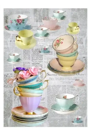 PAPEL DE ARROZ CADENCE TAZAS DE TE DE COLORES 30x41 CM No Te Lo Pierdas